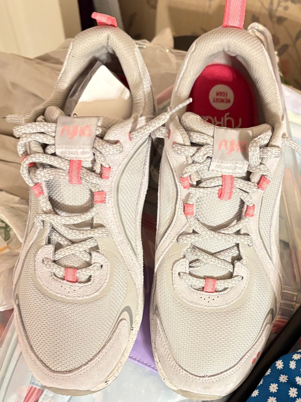 Ryka Women's Light Gray Sneakers with Pink Accents